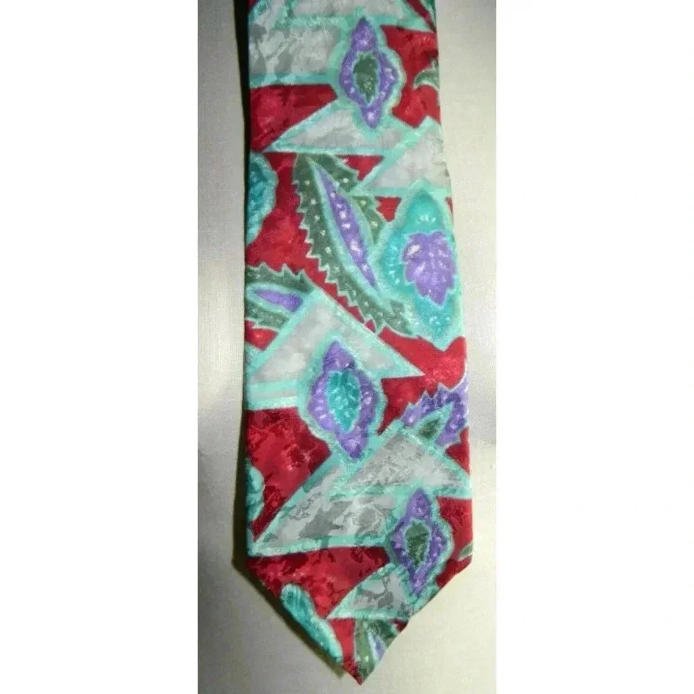 OSCAR DE LA RENTA COUTURE COLLECTION 100% Silk Mens Neck Tie Red Purple Green